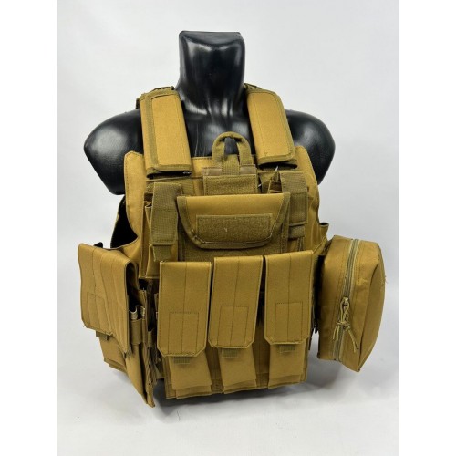 Тактический разгрузочный жилет «5 / пять карманов» с подсумками Tactical Molle Plate Carrier для съемных бронепластин в Ухте